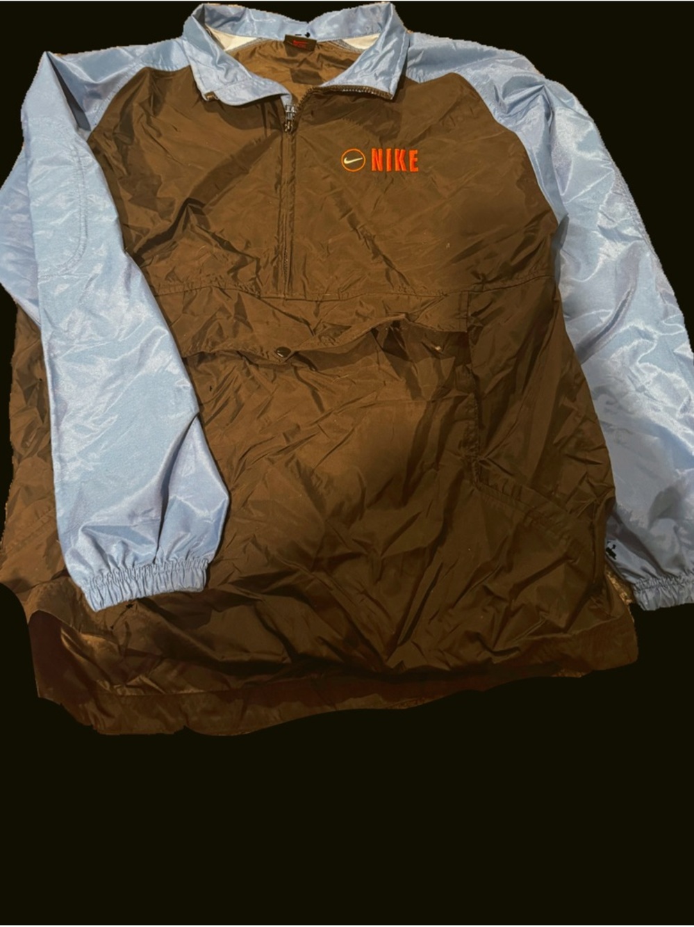 Vintage Nike Jacket with Orange Swoosh on Blue Collar